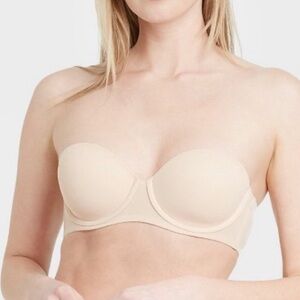 New Auden 36V Strapless Lightly Lined Convertible Bra Soft Beige Nude NWT